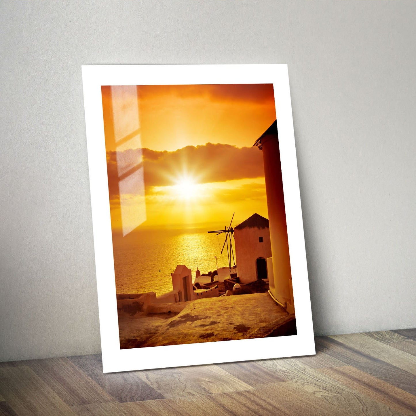 Wes Co Gallery Metal Poster Sunset at Oia 24" x 36" Home Goods - Travels Border or edge to edge Metal Art Print