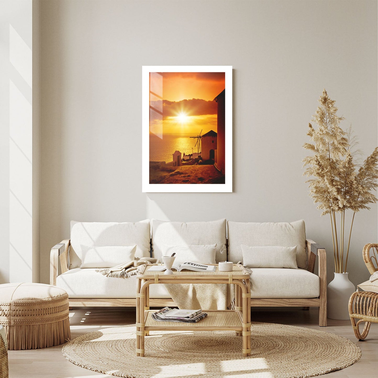 Wes Co Gallery Metal Poster Sunset at Oia 24" x 36" Home Goods - Travels Border or edge to edge Metal Art Print
