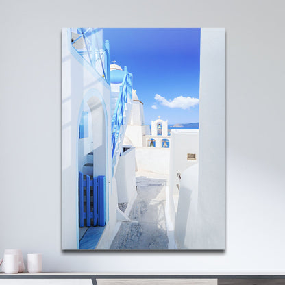 Wes Co Gallery Metal Poster Santorini Blue 11" x 17" Home Goods - Travels Border or edge to edge Metal Art Print