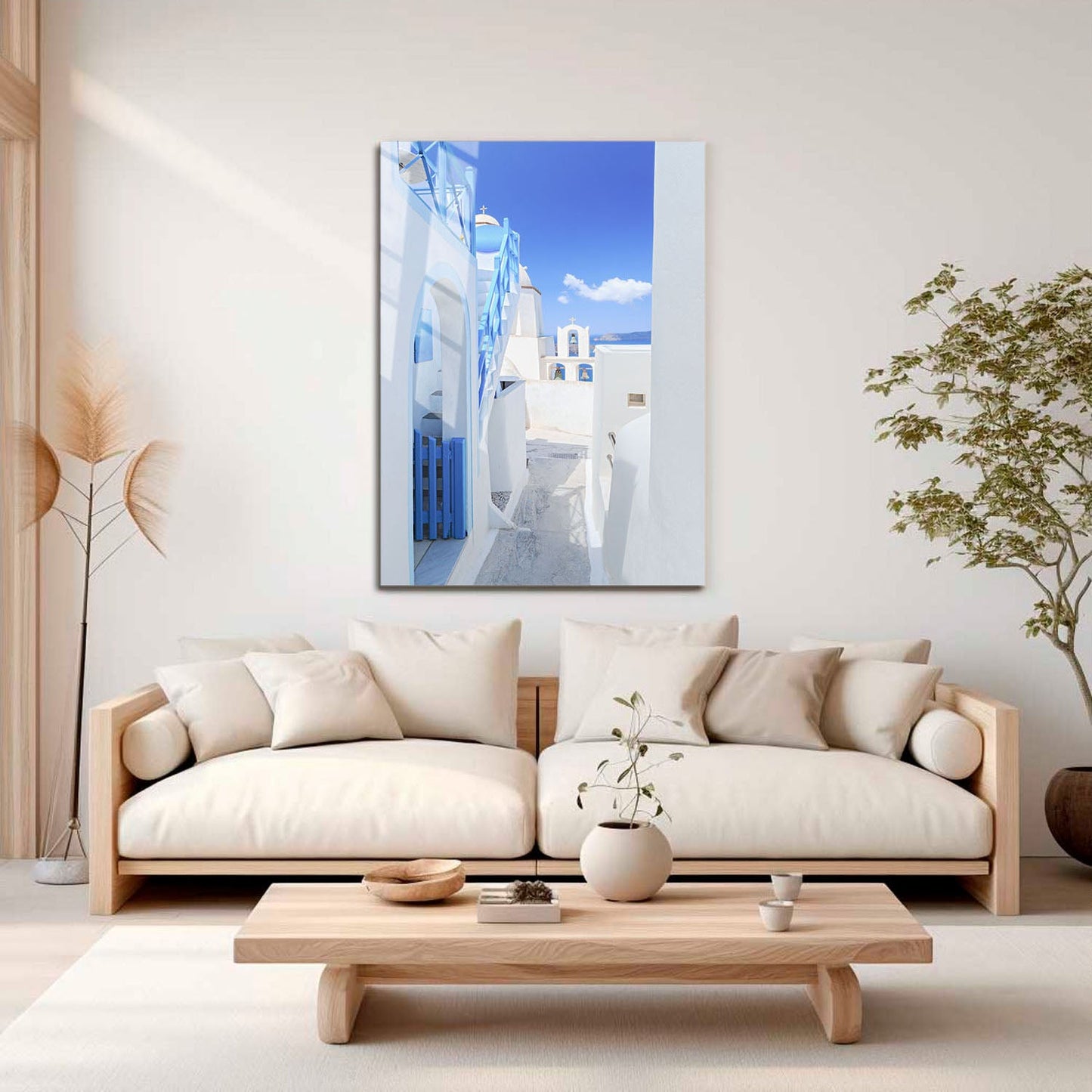 Wes Co Gallery Metal Poster Santorini Blue 11" x 17" Home Goods - Travels Border or edge to edge Metal Art Print