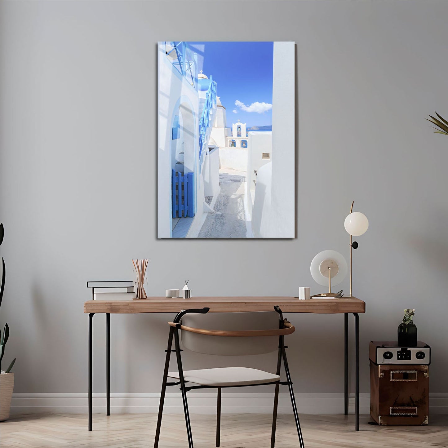 Wes Co Gallery Metal Poster Santorini Blue 11" x 17" Home Goods - Travels Border or edge to edge Metal Art Print