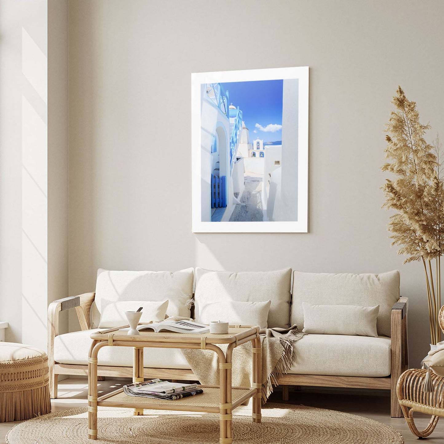 Wes Co Gallery Metal Poster Santorini Blue 16" x 24" Home Goods - Travels Border or edge to edge Metal Art Print