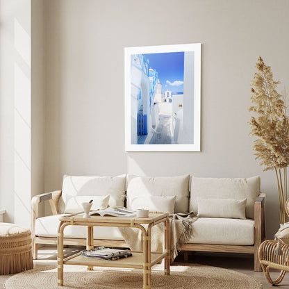 Wes Co Gallery Metal Poster Santorini Blue 16" x 24" Home Goods - Travels Border or edge to edge Metal Art Print