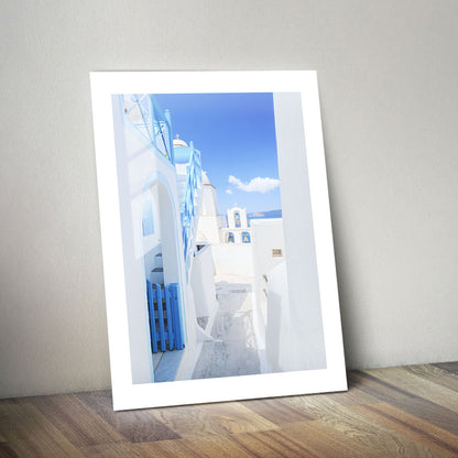 Wes Co Gallery Metal Poster Santorini Blue 24" x 36" Home Goods - Travels Border or edge to edge Metal Art Print