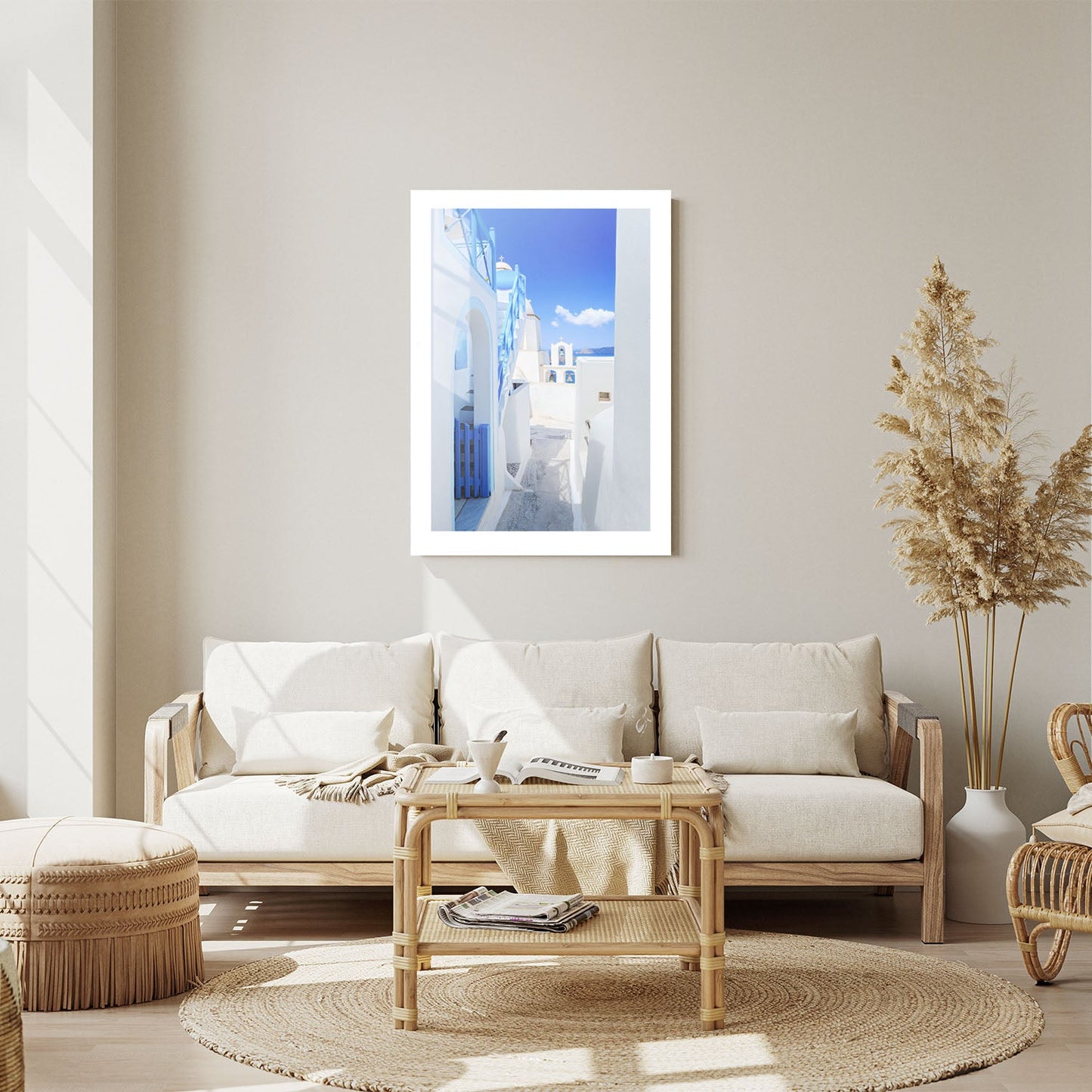 Wes Co Gallery Metal Poster Santorini Blue 24" x 36" Home Goods - Travels Border or edge to edge Metal Art Print