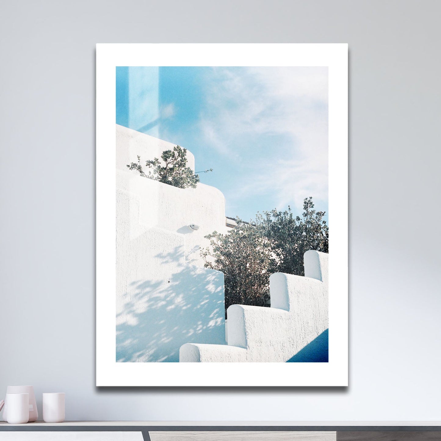 Wes Co Gallery Metal Poster Minimalist Mediterranean Stairs 16" x 24" Home Goods - Travels Border or edge to edge Metal Art Print