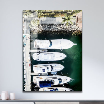 Wes Co Gallery Metal Poster Luxury Yachts in Marina 11" x 17" Home Goods - Travels Border or edge to edge Metal Art Print