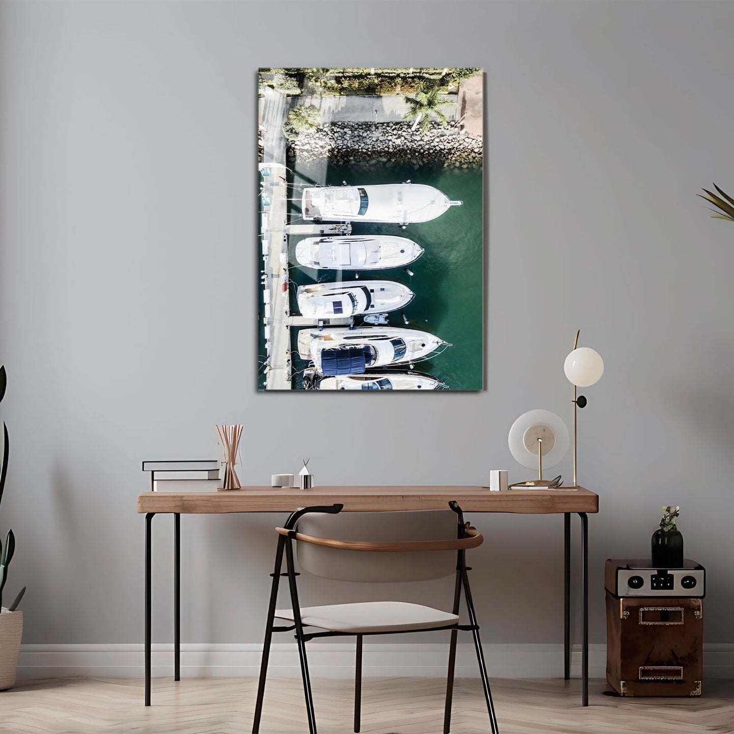 Wes Co Gallery Metal Poster Luxury Yachts in Marina 11" x 17" Home Goods - Travels Border or edge to edge Metal Art Print