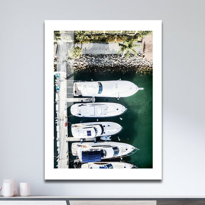 Wes Co Gallery Metal Poster Luxury Yachts in Marina 16" x 24" Home Goods - Travels Border or edge to edge Metal Art Print