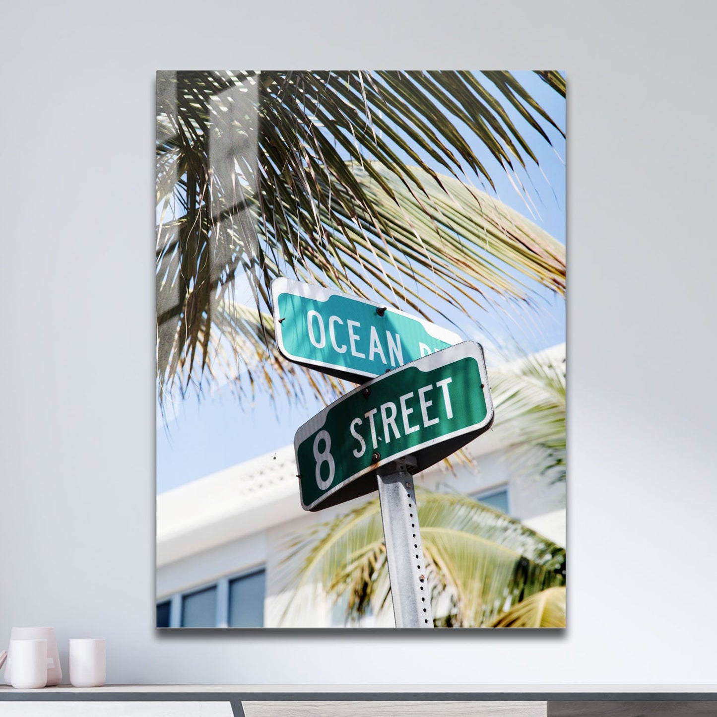 Wes Co Gallery Metal Poster Miami Ocean Drive 11" x 17" Home Goods - Travels Border or edge to edge Metal Art Print