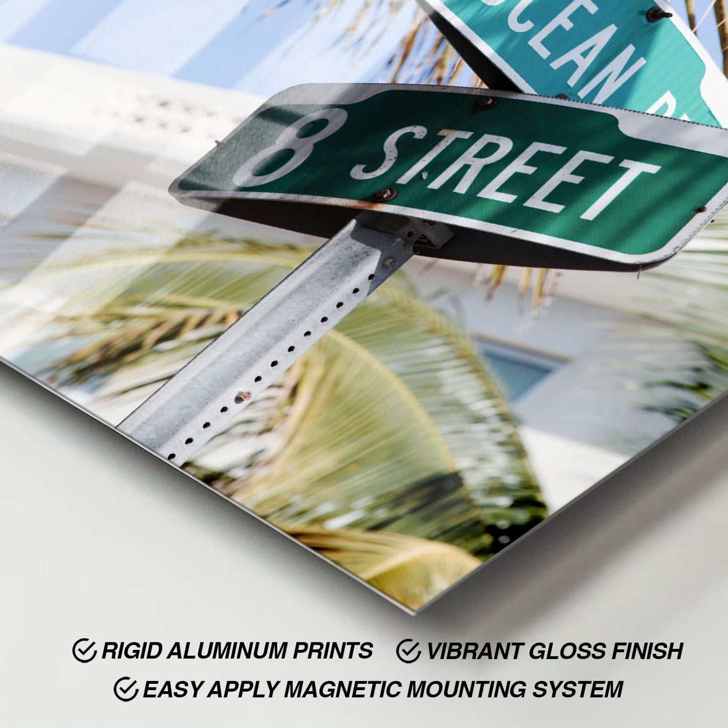 Wes Co Gallery Metal Poster Miami Ocean Drive 11" x 17" Home Goods - Travels Border or edge to edge Metal Art Print