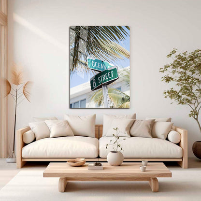 Wes Co Gallery Metal Poster Miami Ocean Drive 11" x 17" Home Goods - Travels Border or edge to edge Metal Art Print