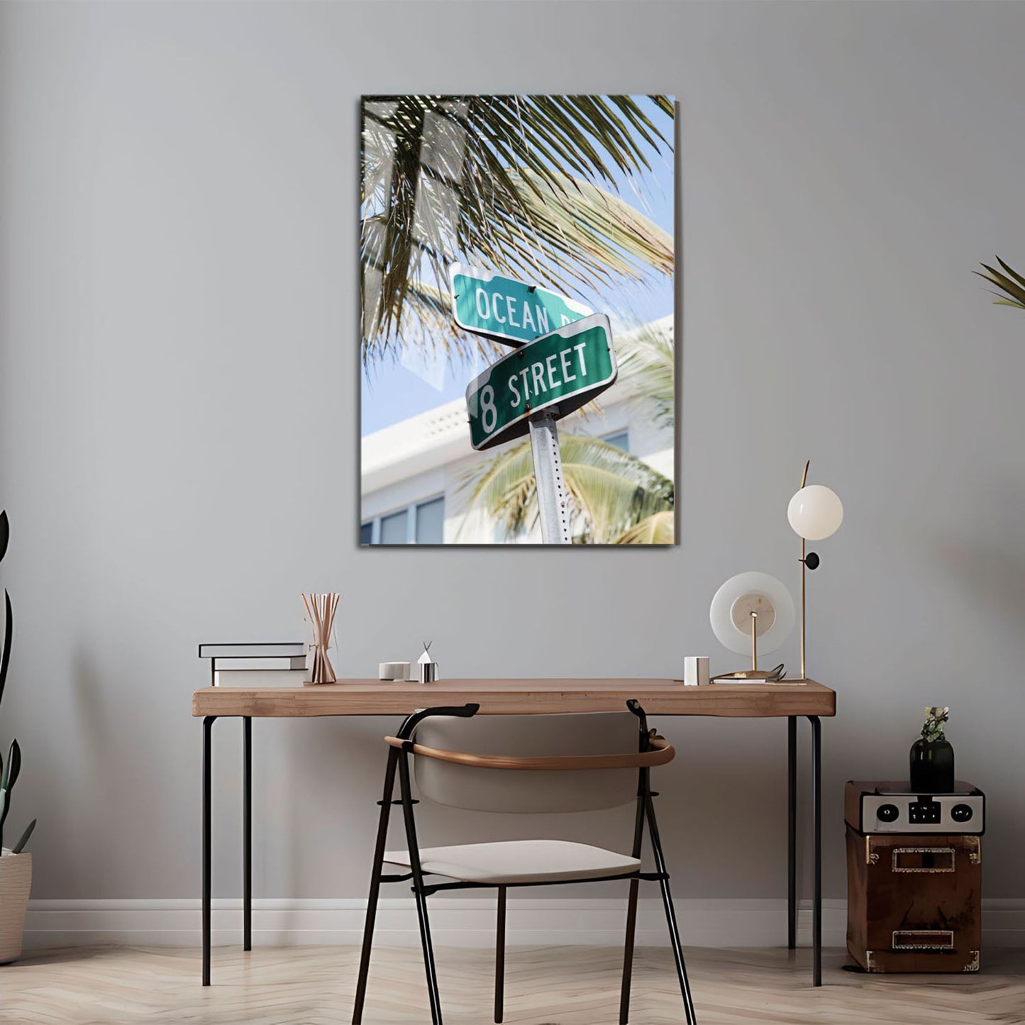 Wes Co Gallery Metal Poster Miami Ocean Drive 11" x 17" Home Goods - Travels Border or edge to edge Metal Art Print