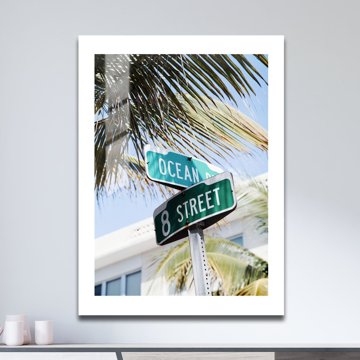 Wes Co Gallery Metal Poster Miami Ocean Drive 16" x 24" Home Goods - Travels Border or edge to edge Metal Art Print