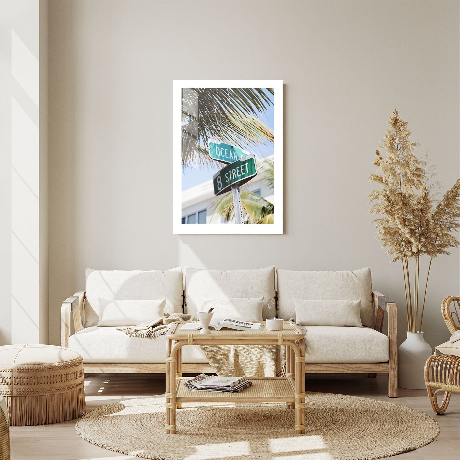 Wes Co Gallery Metal Poster Miami Ocean Drive 24" x 36" Home Goods - Travels Border or edge to edge Metal Art Print