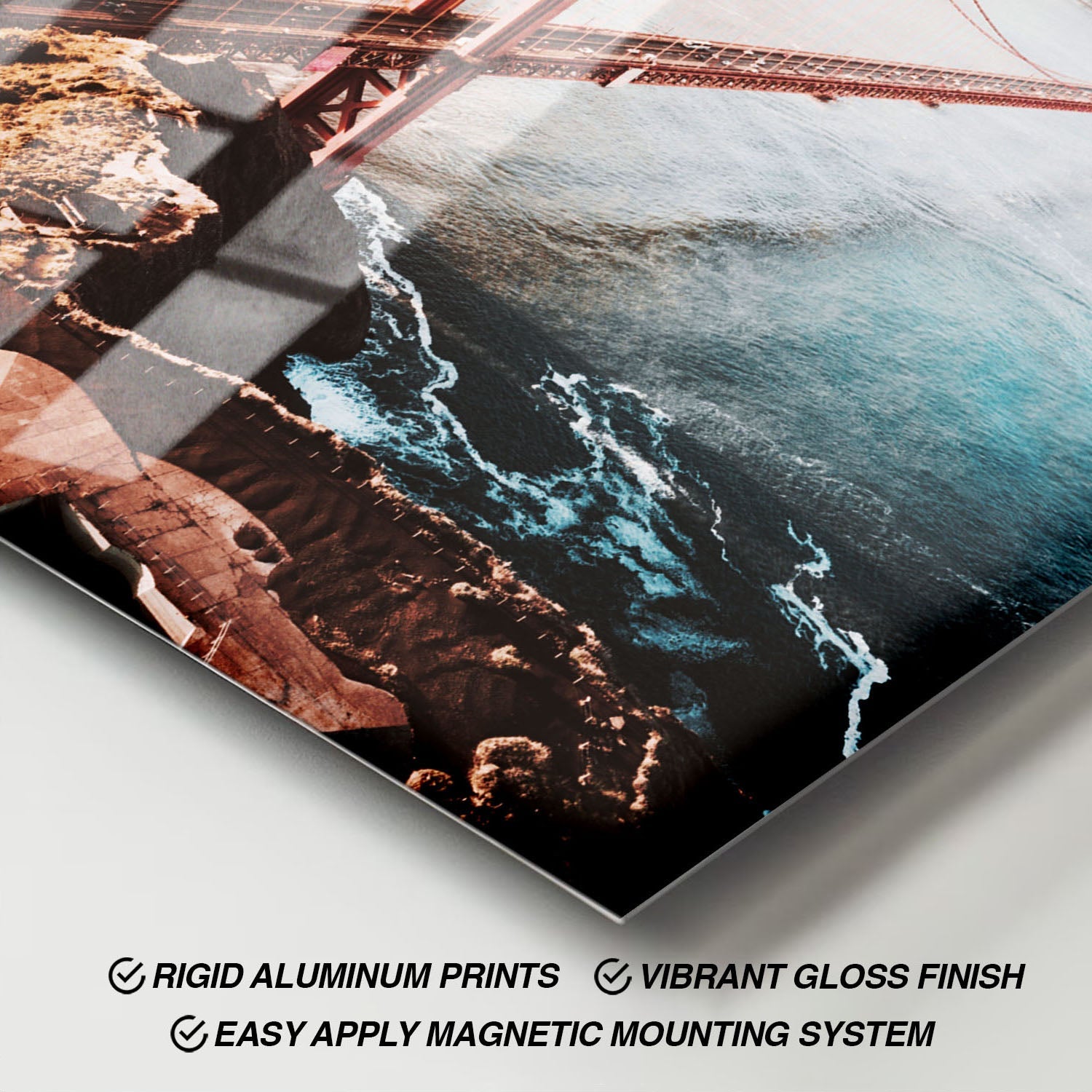 Wes Co Gallery Metal Poster Golden Gate Morning 11" x 17" Home Goods - Travels Border or edge to edge Metal Art Print