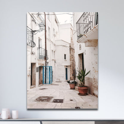 Wes Co Gallery Metal Poster Charming Whitewashed Streets 11" x 17" Home Goods - Photography Border or edge to edge Metal Art Print