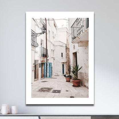 Wes Co Gallery Metal Poster Charming Whitewashed Streets 16" x 24" Home Goods - Photography Border or edge to edge Metal Art Print