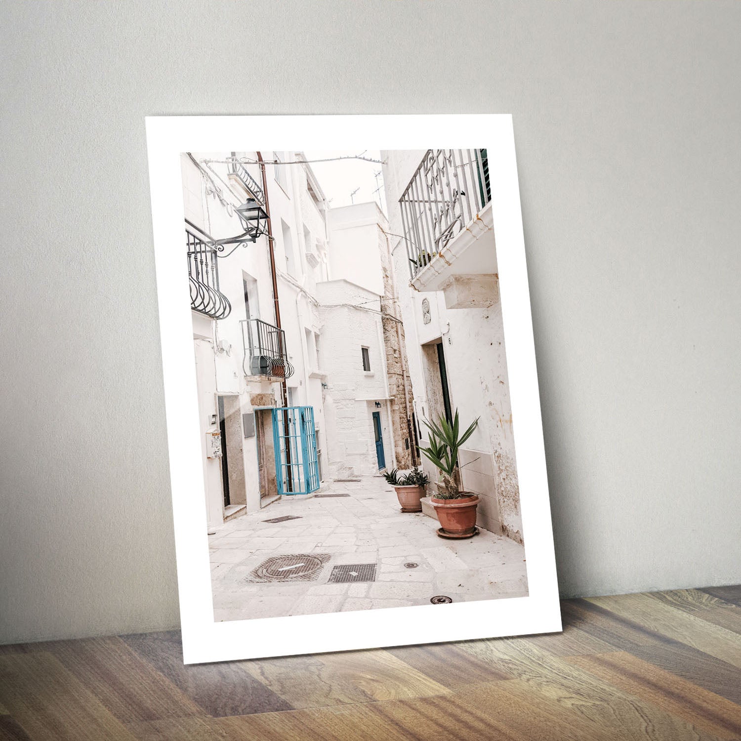 Wes Co Gallery Metal Poster Charming Whitewashed Streets 24" x 36" Home Goods - Photography Border or edge to edge Metal Art Print