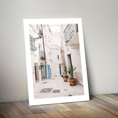 Wes Co Gallery Metal Poster Charming Whitewashed Streets 24" x 36" Home Goods - Photography Border or edge to edge Metal Art Print