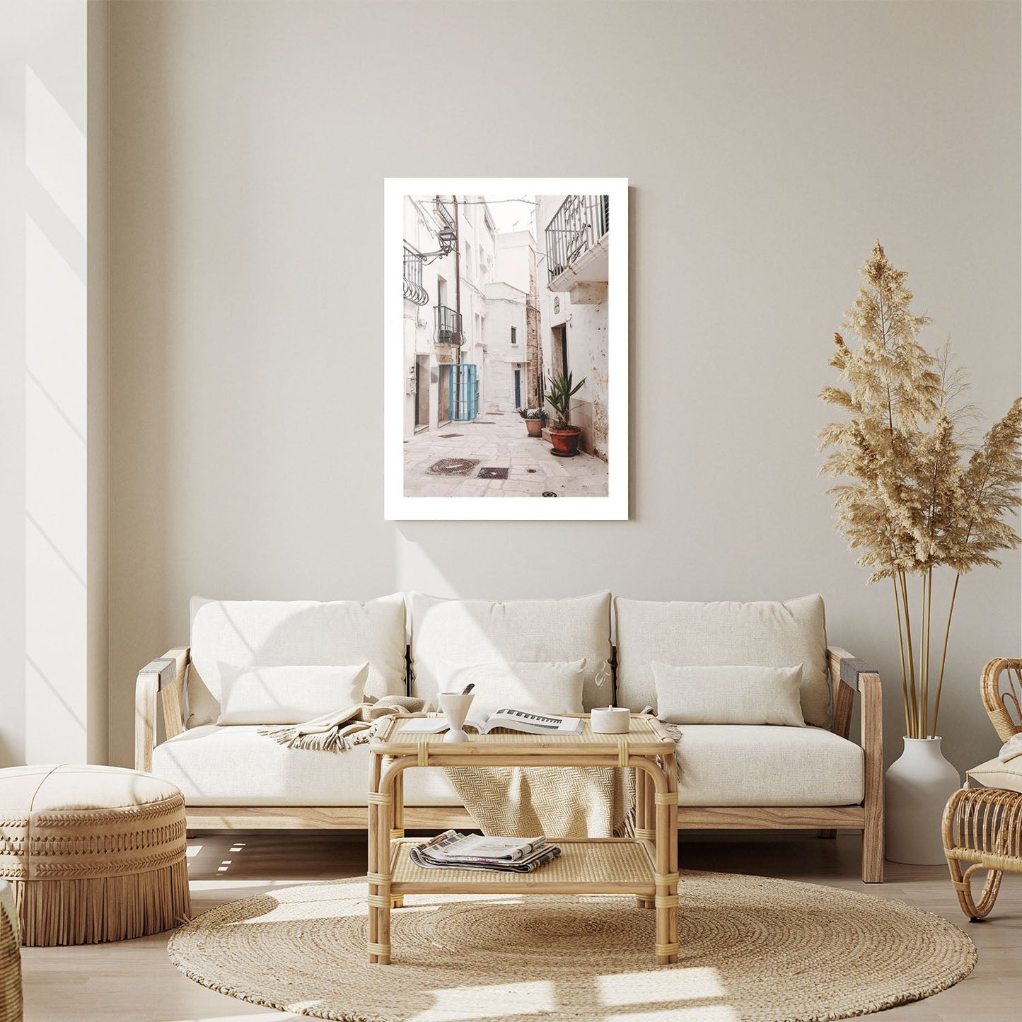 Wes Co Gallery Metal Poster Charming Whitewashed Streets 24" x 36" Home Goods - Photography Border or edge to edge Metal Art Print