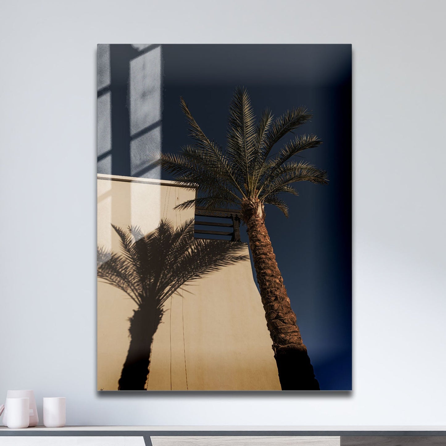 Wes Co Gallery Metal Poster Palm Shadow Silhouette 11" x 17" Home Goods - Photography Border or edge to edge Metal Art Print