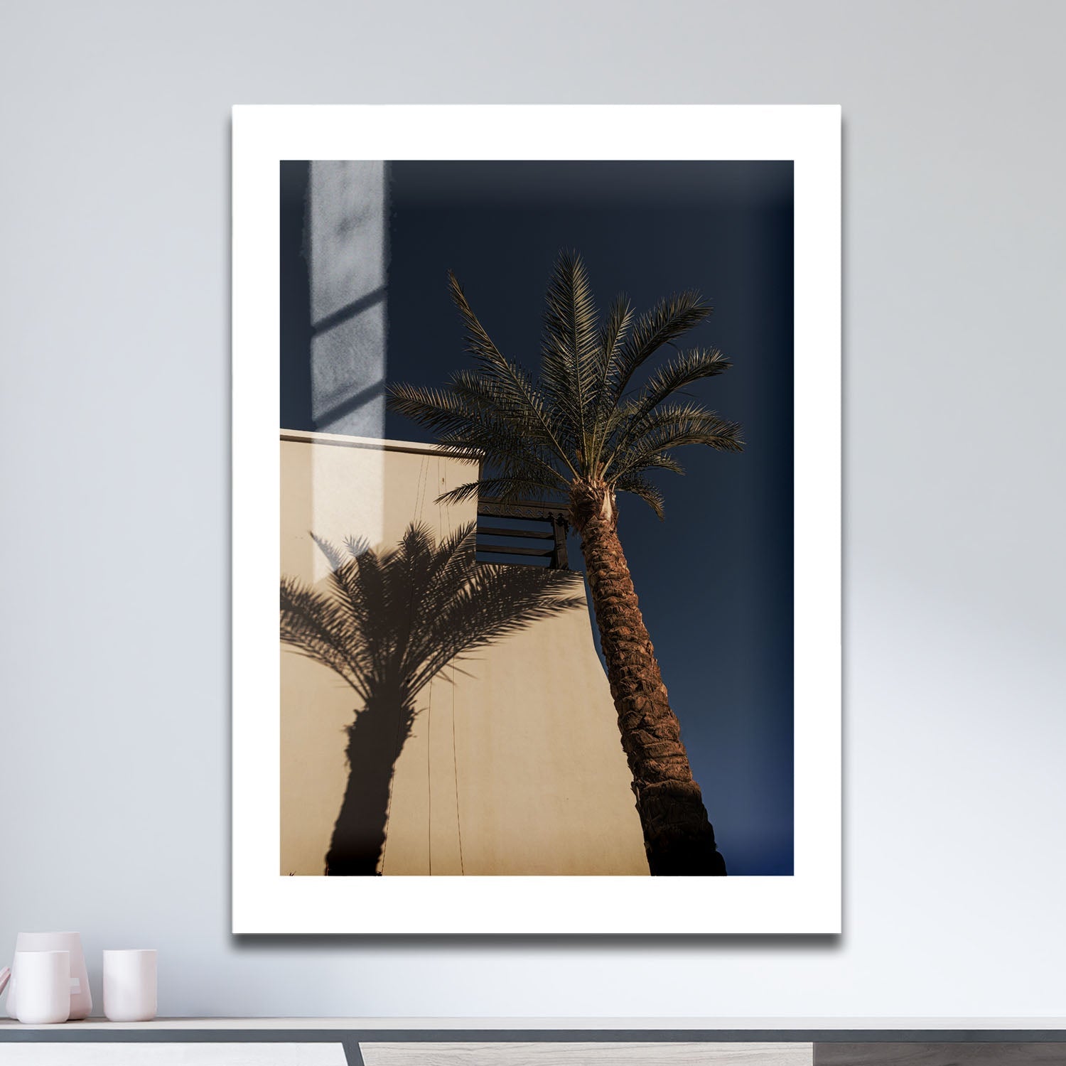 Wes Co Gallery Metal Poster Palm Shadow Silhouette 16" x 24" Home Goods - Photography Border or edge to edge Metal Art Print