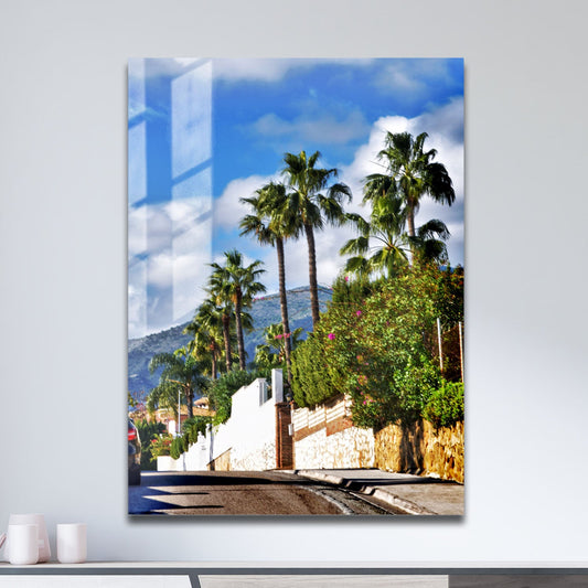 Wes Co Gallery Metal Poster Sunny Palm Avenue 11" x 17" Home Goods - Photography Border or edge to edge Metal Art Print