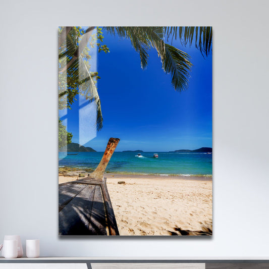 Wes Co Gallery Metal Poster Paradise Beachfront 11" x 17" Home Goods - Coastal Border or edge to edge Metal Art Print