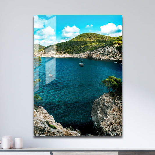 Wes Co Gallery Metal Poster Rocky Cove Serenity 11" x 17" Home Goods - Coastal Border or edge to edge Metal Art Print