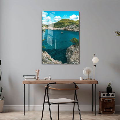 Wes Co Gallery Metal Poster Rocky Cove Serenity 11" x 17" Home Goods - Coastal Border or edge to edge Metal Art Print