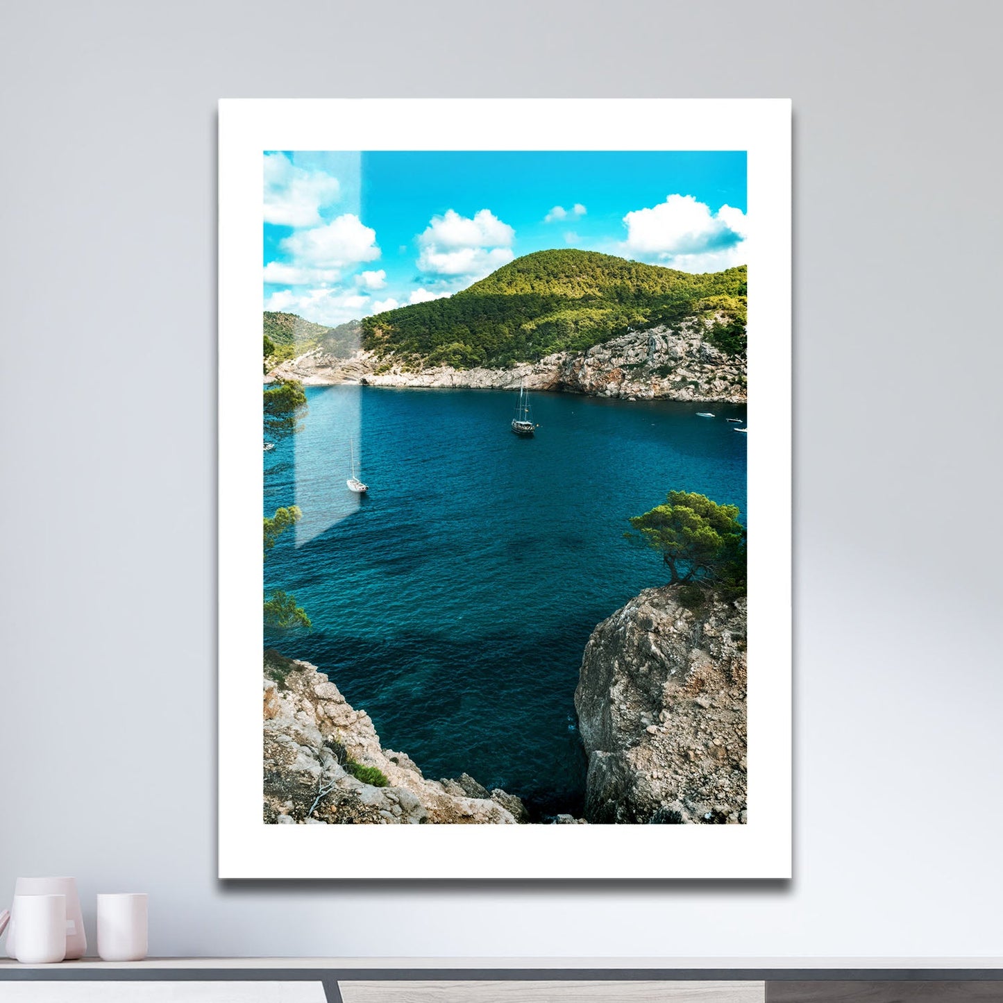 Wes Co Gallery Metal Poster Rocky Cove Serenity 16" x 24" Home Goods - Coastal Border or edge to edge Metal Art Print