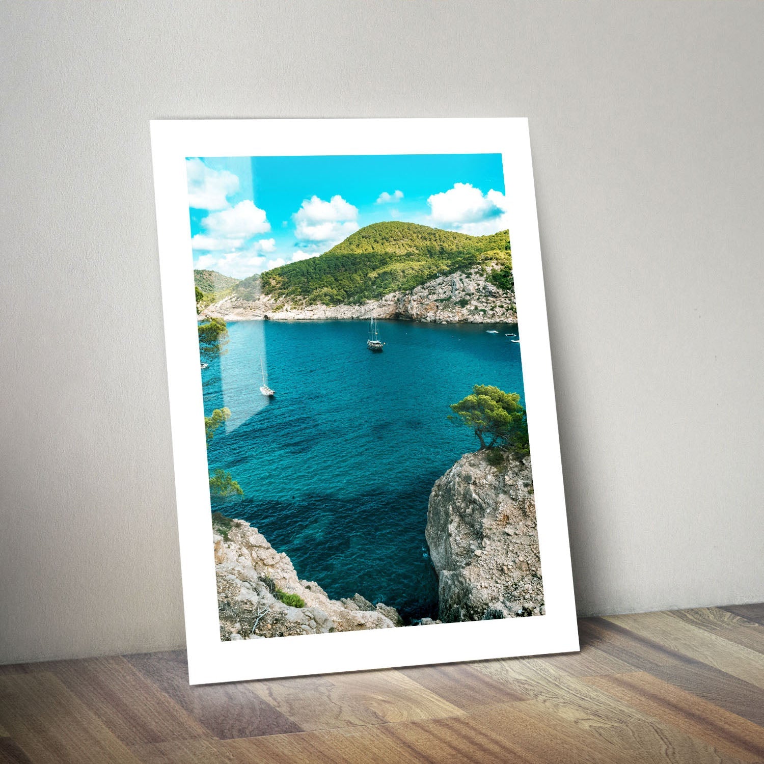 Wes Co Gallery Metal Poster Rocky Cove Serenity 24" x 36" Home Goods - Coastal Border or edge to edge Metal Art Print