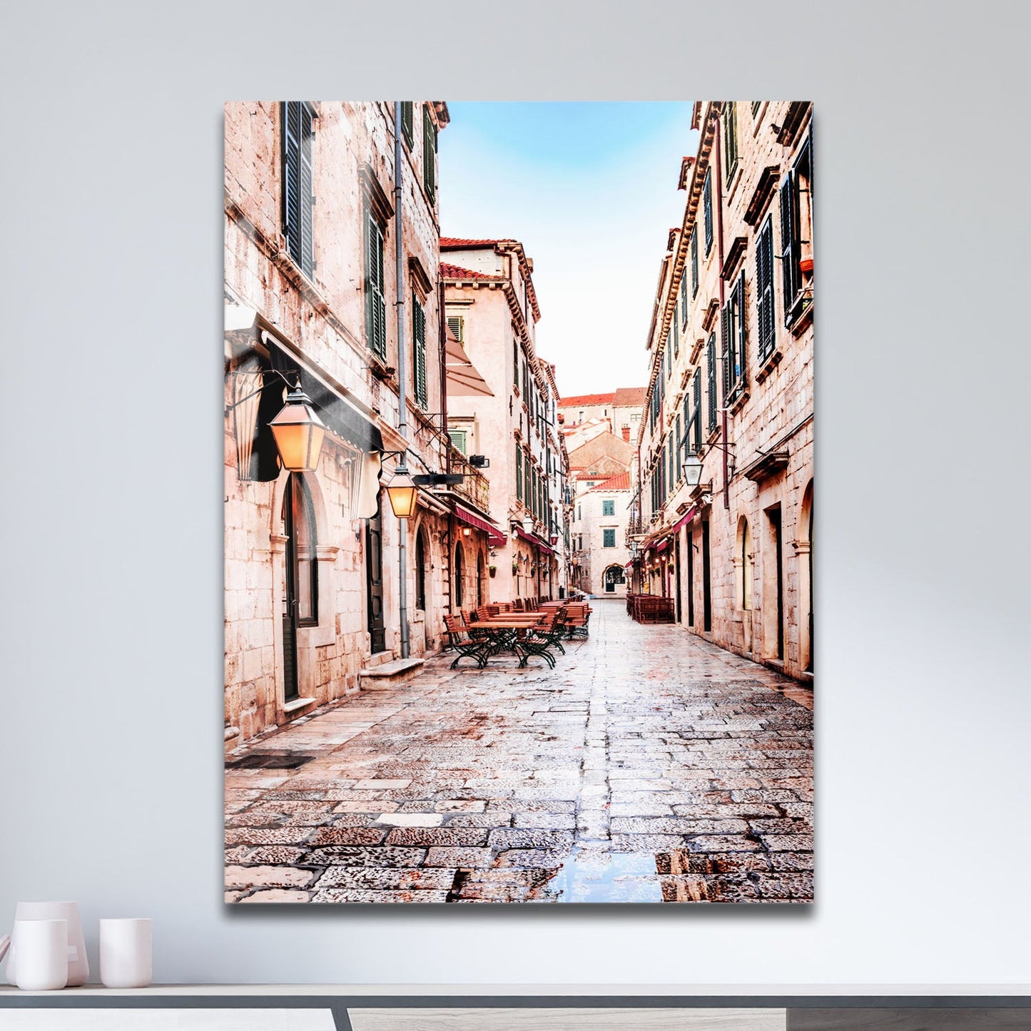 Wes Co Gallery Metal Poster Old Town 11" x 17" Home Goods - Travels Border or edge to edge Metal Art Print