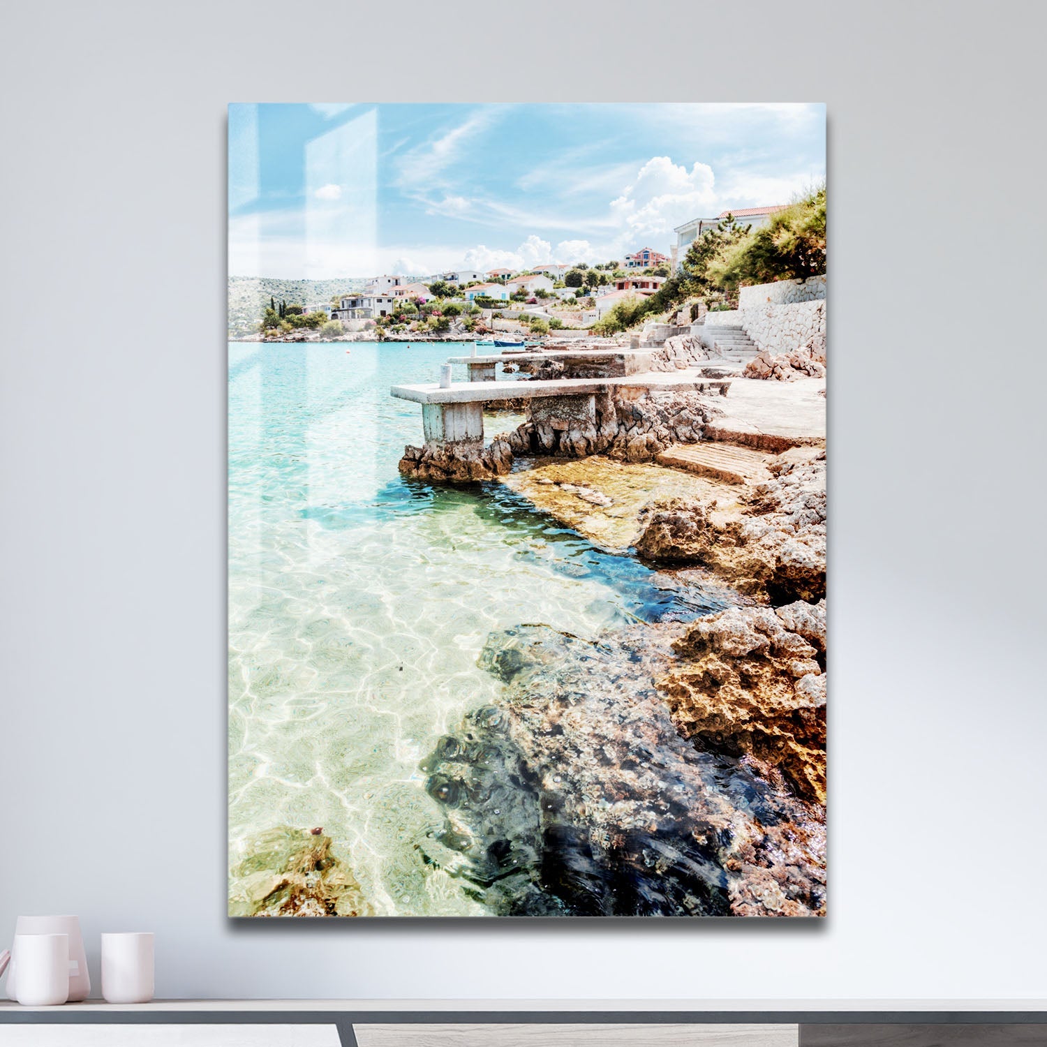 Wes Co Gallery Metal Poster Crystal Clear Waters 11" x 17" Home Goods - Coastal Border or edge to edge Metal Art Print