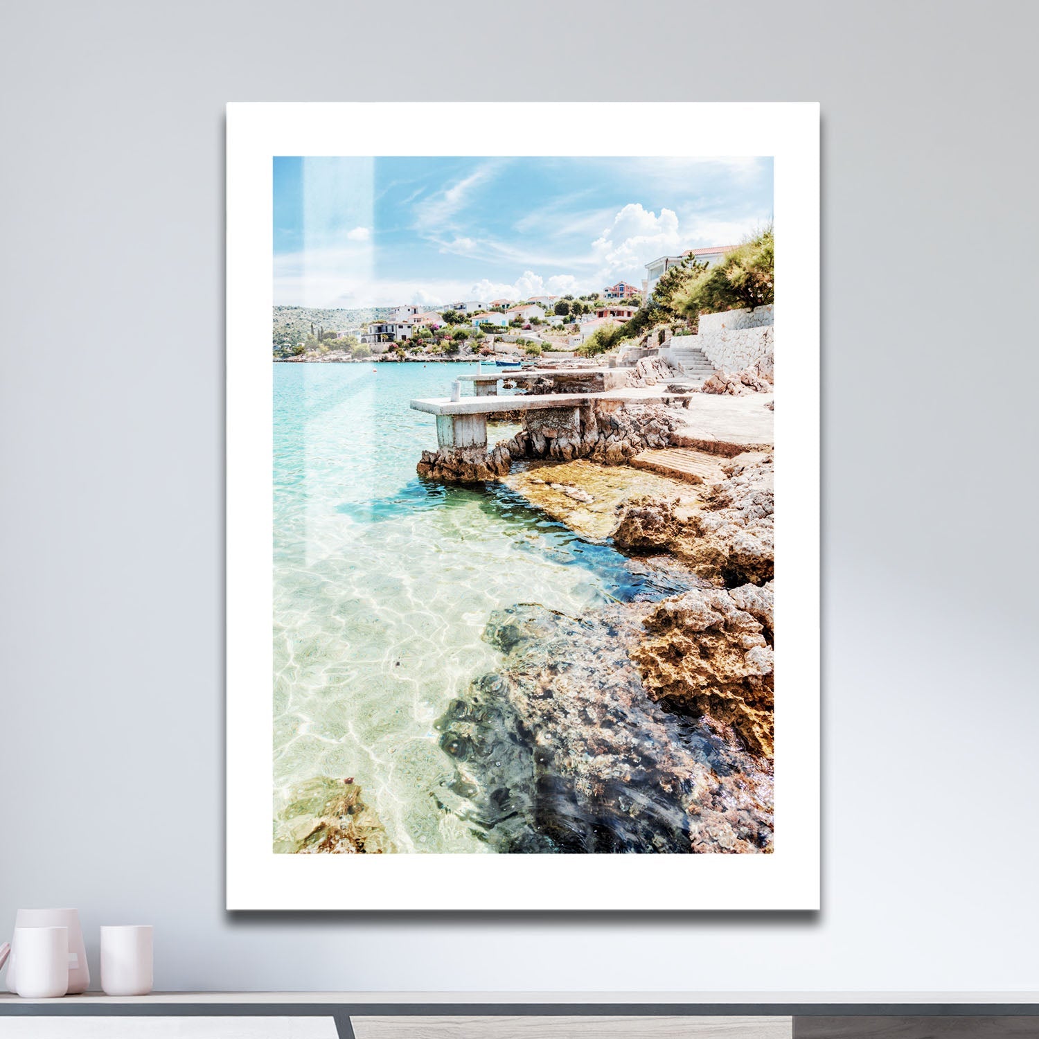 Wes Co Gallery Metal Poster Crystal Clear Waters 16" x 24" Home Goods - Coastal Border or edge to edge Metal Art Print