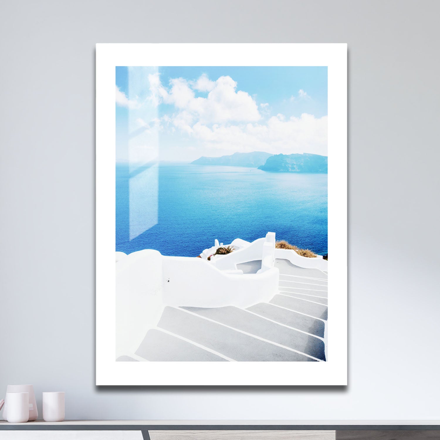 Wes Co Gallery Metal Poster Santorini Steps 16" x 24" Home Goods - Travels Border or edge to edge Metal Art Print