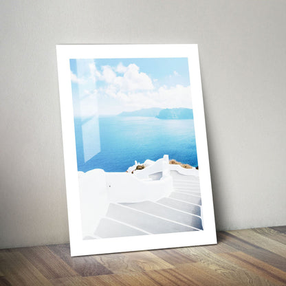 Wes Co Gallery Metal Poster Santorini Steps 24" x 36" Home Goods - Travels Border or edge to edge Metal Art Print