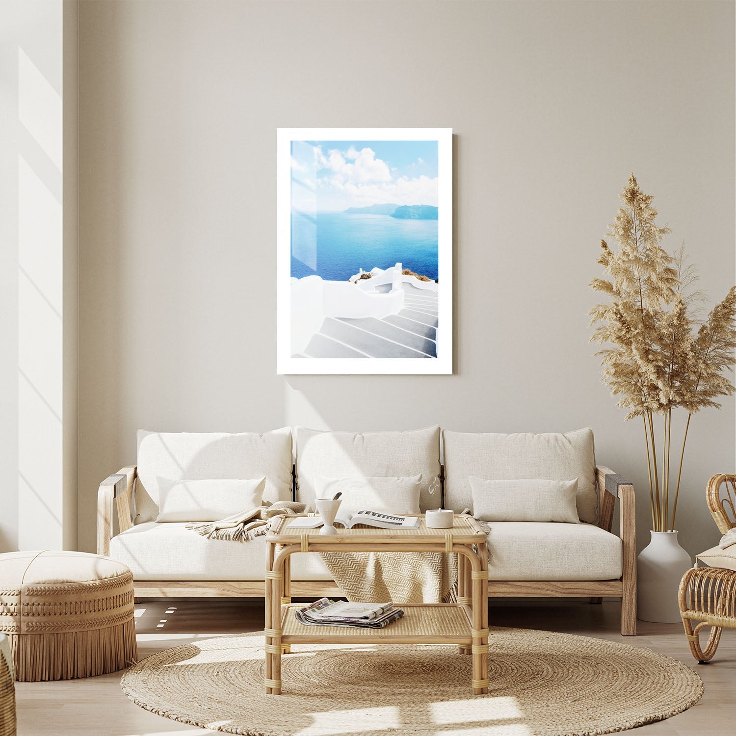 Wes Co Gallery Metal Poster Santorini Steps 24" x 36" Home Goods - Travels Border or edge to edge Metal Art Print