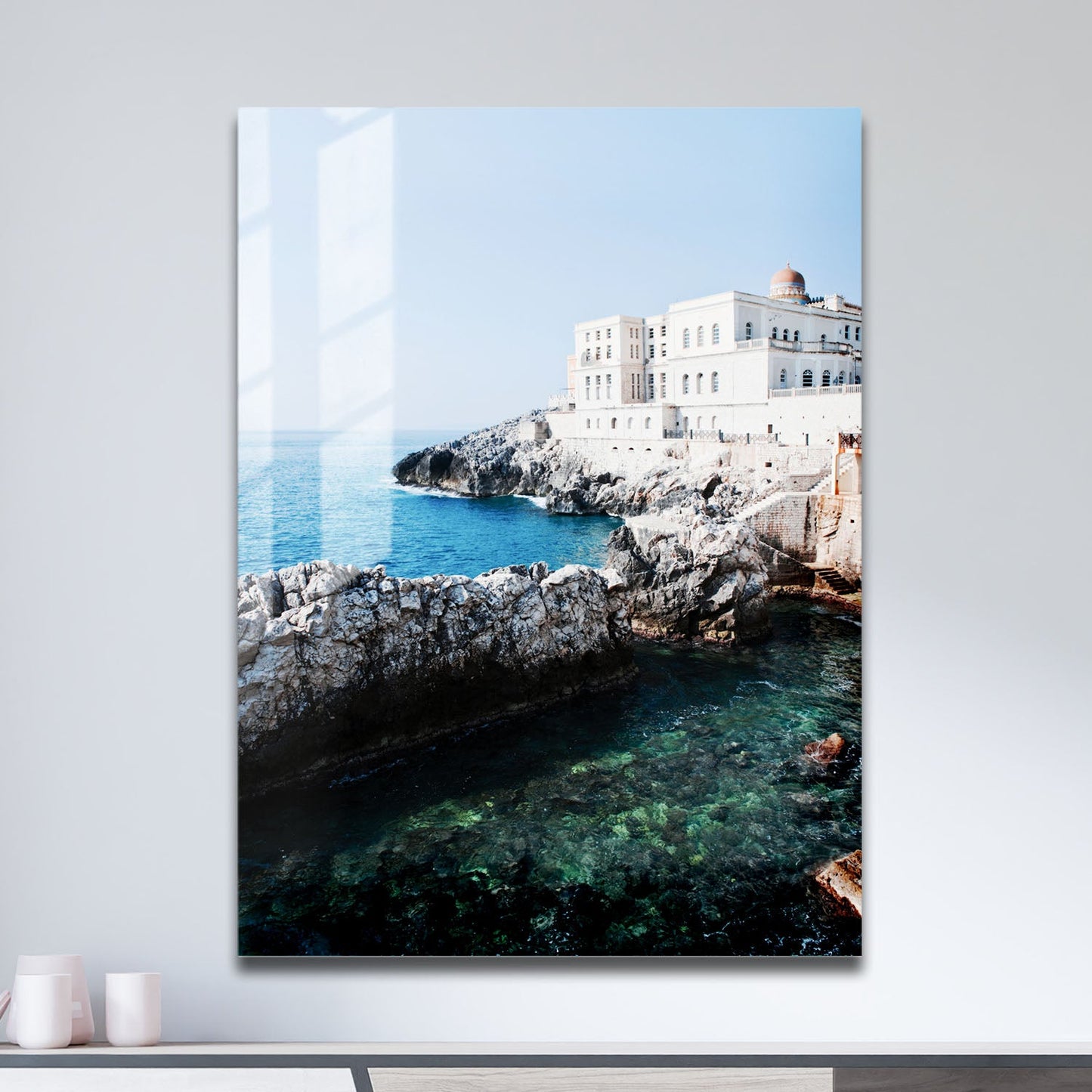 Wes Co Gallery Metal Poster Seaside Fortress 11" x 17" Home Goods - Coastal Border or edge to edge Metal Art Print