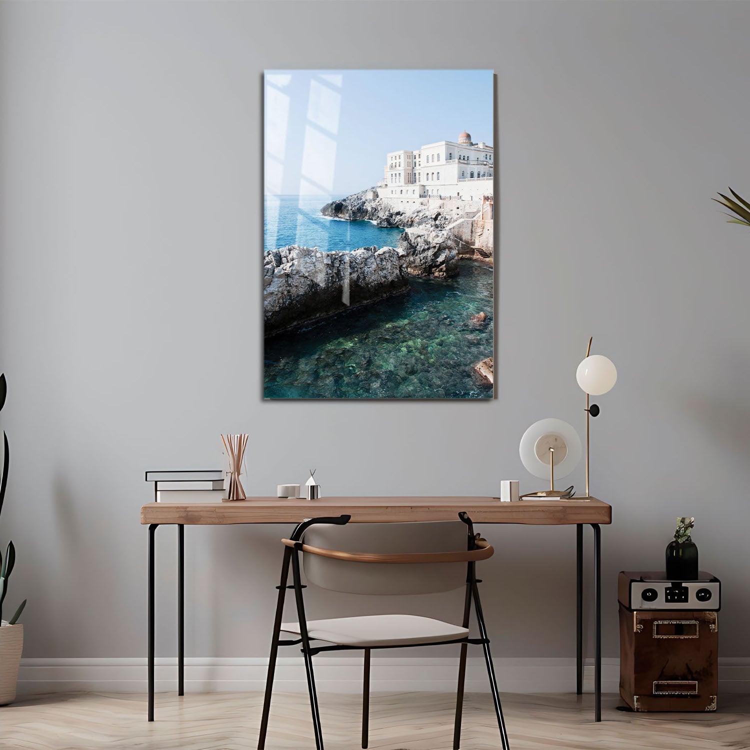 Wes Co Gallery Metal Poster Seaside Fortress 11" x 17" Home Goods - Coastal Border or edge to edge Metal Art Print