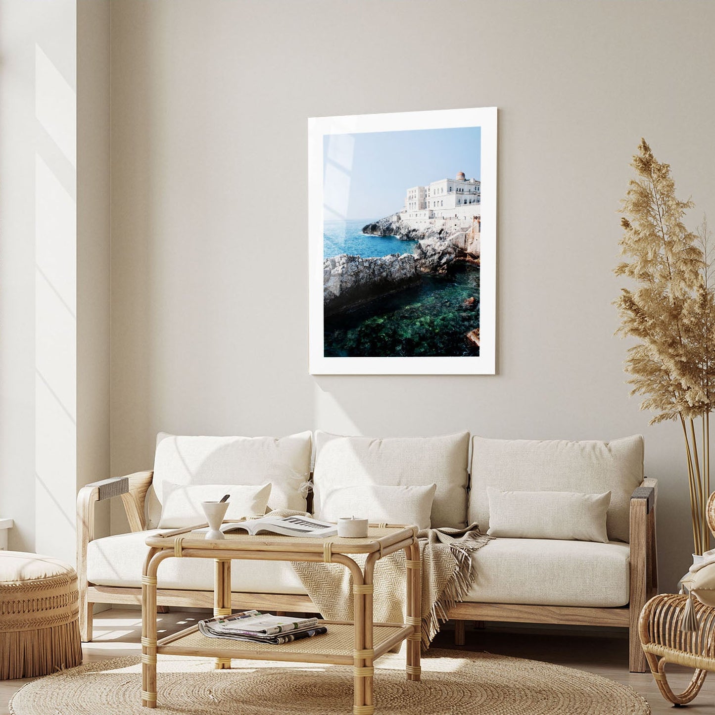 Wes Co Gallery Metal Poster Seaside Fortress 16" x 24" Home Goods - Coastal Border or edge to edge Metal Art Print