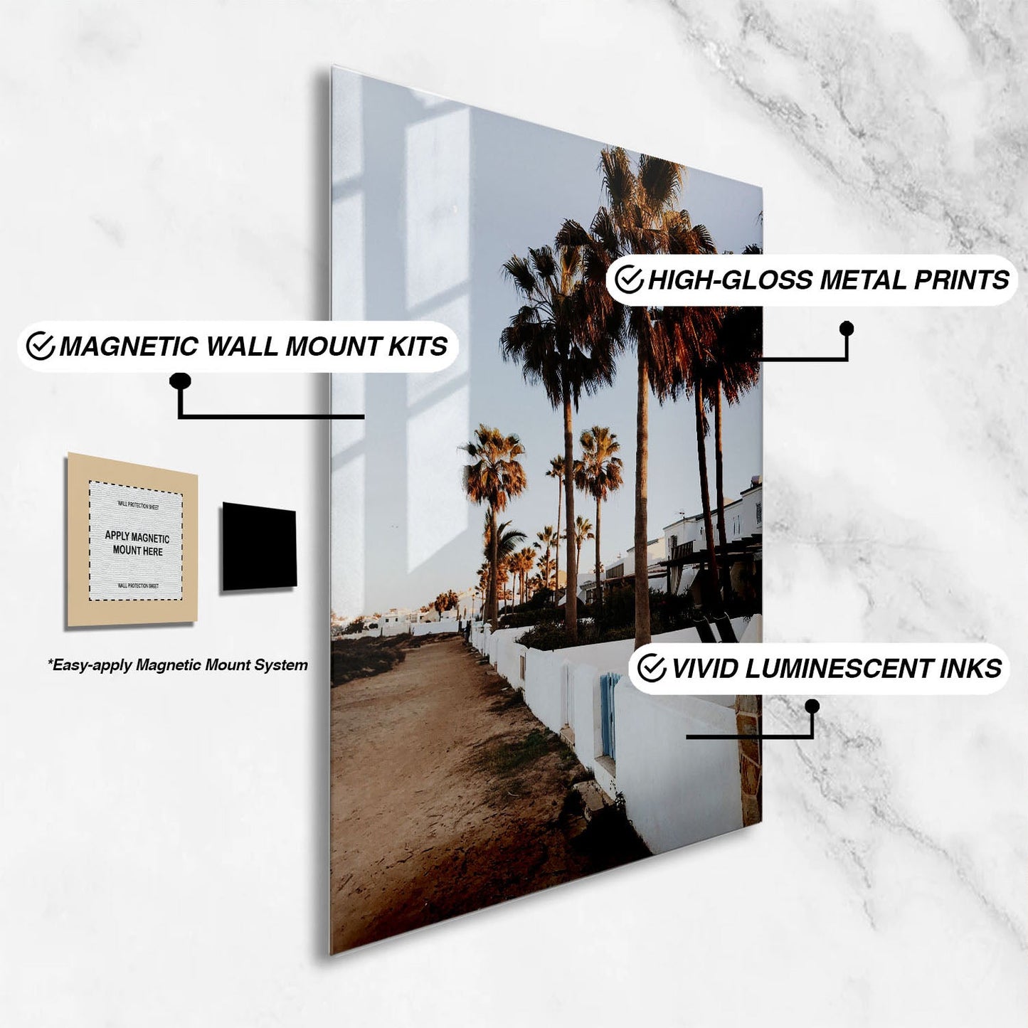 Wes Co Gallery Metal Poster Palm Promenade 16" x 24" Home Goods - Photography Border or edge to edge Metal Art Print