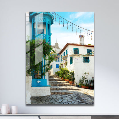 Wes Co Gallery Metal Poster Mykonos Alley 11" x 17" Home Goods - Photography Border or edge to edge Metal Art Print