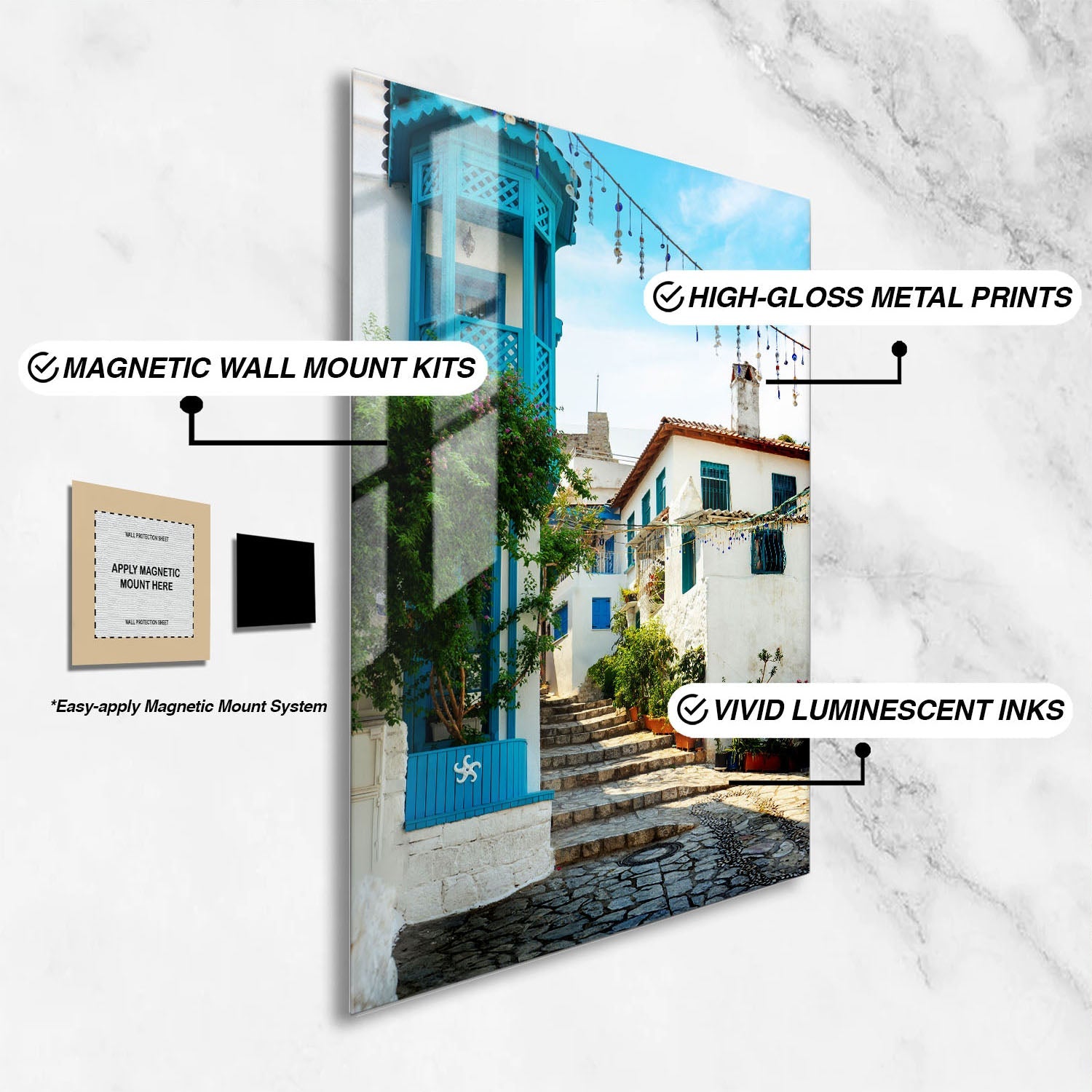 Wes Co Gallery Metal Poster Mykonos Alley 16" x 24" Home Goods - Photography Border or edge to edge Metal Art Print