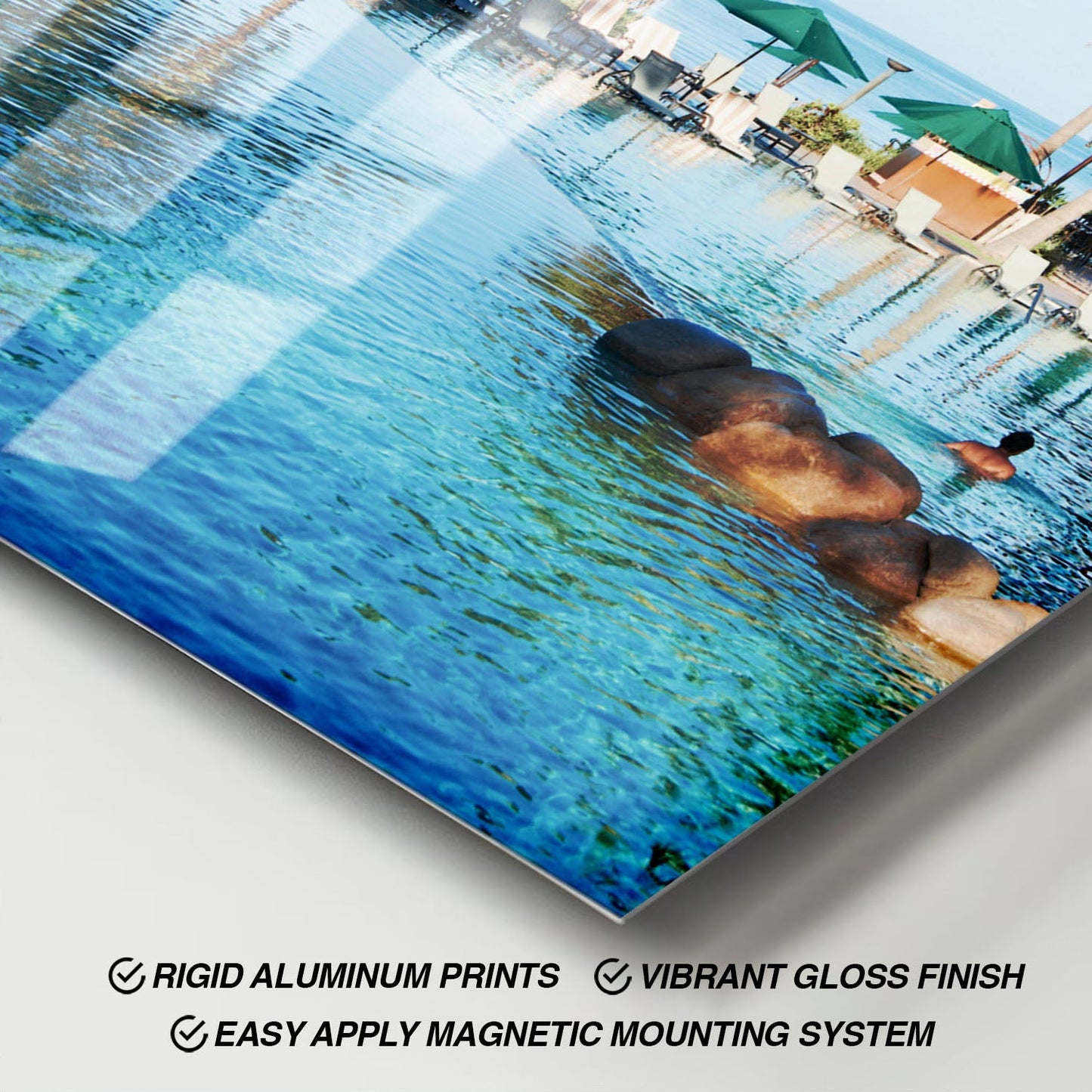 Wes Co Gallery Metal Poster Paradise Poolside Bliss 11" x 17" Home Goods - Coastal Border or edge to edge Metal Art Print