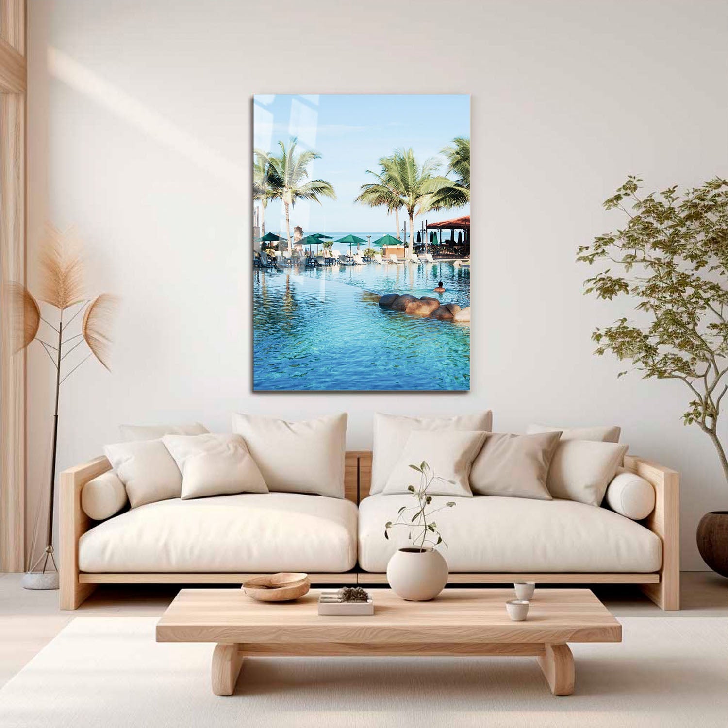 Wes Co Gallery Metal Poster Paradise Poolside Bliss 11" x 17" Home Goods - Coastal Border or edge to edge Metal Art Print