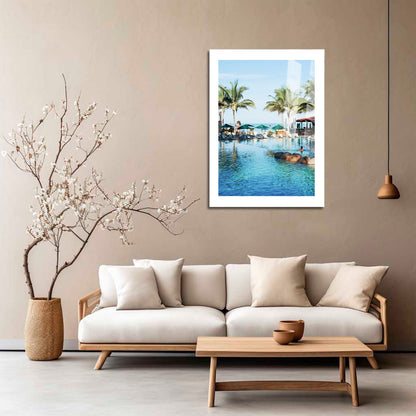 Wes Co Gallery Metal Poster Paradise Poolside Bliss 16" x 24" Home Goods - Coastal Border or edge to edge Metal Art Print