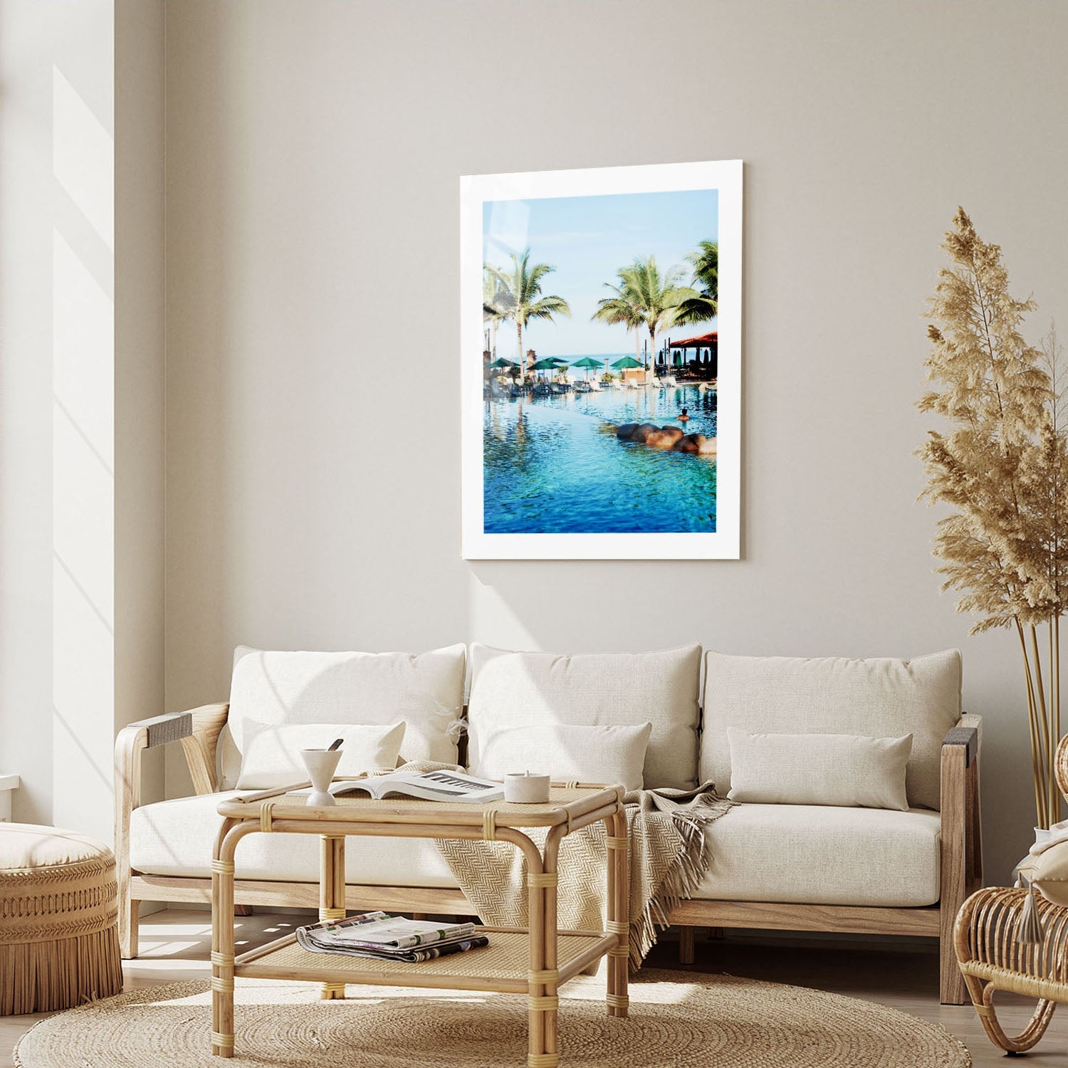 Wes Co Gallery Metal Poster Paradise Poolside Bliss 16" x 24" Home Goods - Coastal Border or edge to edge Metal Art Print