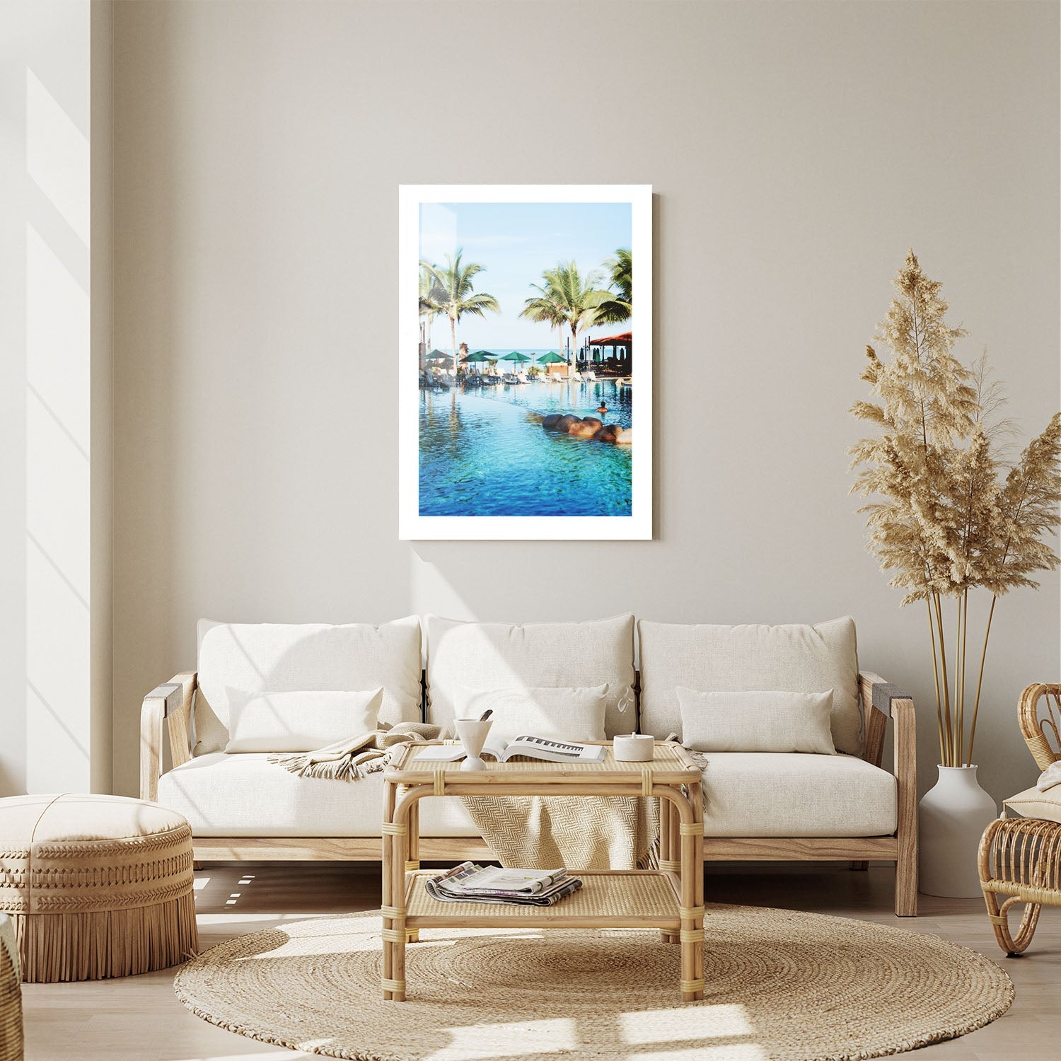 Wes Co Gallery Metal Poster Paradise Poolside Bliss 24" x 36" Home Goods - Coastal Border or edge to edge Metal Art Print